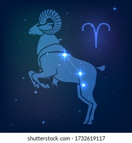 Aries Constellation Zodiac Night Starry Sky Stock Vector (Royalty Free ...