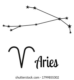 Aries constellation zodiac sign. Pattern for your packaging, fabric and product decoration. Vector illustration on a white background.