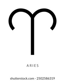 Aries, first astrological  sign of the zodiac, minimalistic ram vector illustration symbol