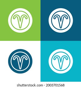 Aries Flat cuatro colores mínimo conjunto de iconos