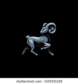 Aries, goat, ram with big horns. Vector illustration.