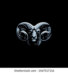 Aries, goat, ram with big horns. Vector illustration.