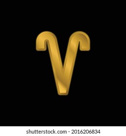 Aries gold plated metalic icon or logo vector