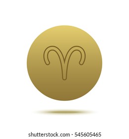 Aries golden icon. Astrology symbol vector illustration. Golden zodiac sign. Isolated on a white background. Horoscope predicts your destiny.
