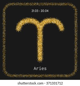 Aries, golden zodiac sign icon for horoscopes, predictions