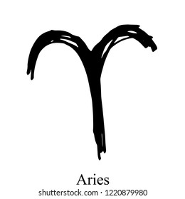 Aries hand drawn Zodiac sign. Vector graphic.  Sketch style illustration. Can be used for mobile, infographic, website or app.