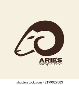 Aries Head Animal Profile Simple Linear Brand Logo Design