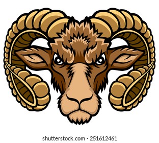 A Aries head logo. This is vector illustration ideal for a mascot and tattoo or T-shirt graphic.