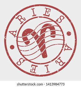 Aries Horoscope Postal. Zodiac Symbol Silhouette Seal. Round Design. Vector Icon. Design Retro Insignia.