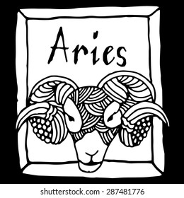 Aries horoscope sign vectorized hand draw