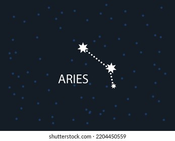 Aries Horoscope Symbol. Zodiac Constellation with Stars. Night Sky map. Vector illustration of Astrological signs 
for calendar, horoscope isolated on a background 
