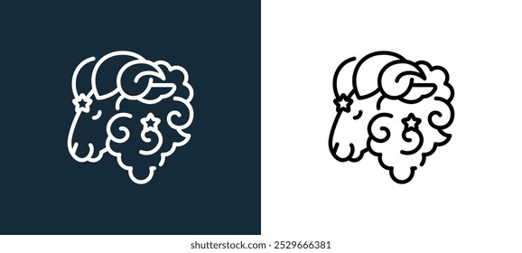 aries icon isolated on white and black colors. aries outline linear vector icon from horoscope collection for mobile apps, web and ui.
