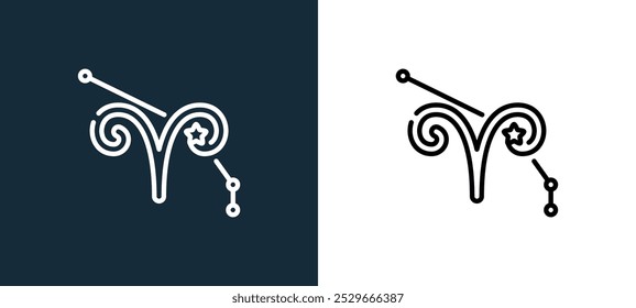 aries icon isolated on white and black colors. aries outline linear vector icon from horoscope collection for mobile apps, web and ui.