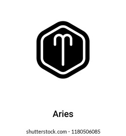 Aries icon vector isolated on white background, logo concept of Aries sign on transparent background, filled black symbol