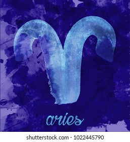 aries icon of zodiac, Vector icon. astrological signs, image of horoscope. Water-colour style 
