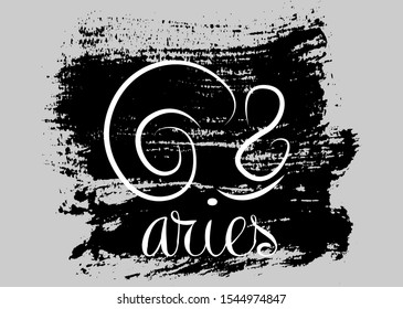 aries icon of zodiac, Vector icon. astrological signs, grunge image of horoscope. brush stroke style, isolated on grey background  