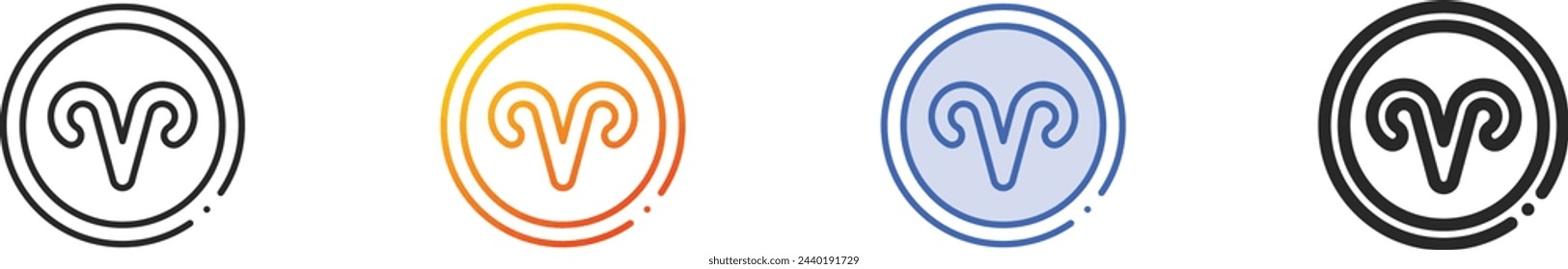 aries icon.Thin Linear, Gradient, Blue Stroke and bold Style Design Isolated On White Background