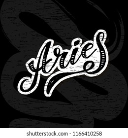 Aries lettering Calligraphy Brush Text horoscope Zodiac sign illustration