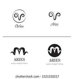 Aries logo template. Aries zodiac sign. Aries icon and symbol.