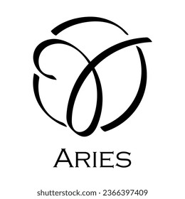 Aries with name. Horoscope with 12 or 13 zodiac signs. Astrology, fortune telling, constellation, stars, ascendant, pseudoscience, natal chart. Casual style with black strokes