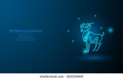 aries on blue abstract background. simple blue background. Starlight background