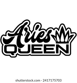 aries queen black vector graphic design and cut file