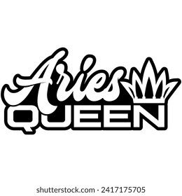 aries queen black vector graphic design and cut file