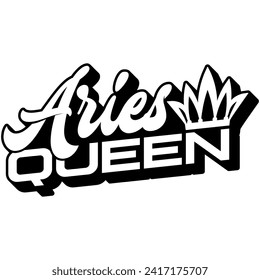 aries queen black vector graphic design and cut file