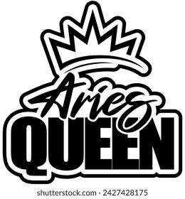 aries queen black vector graphic design and cut file