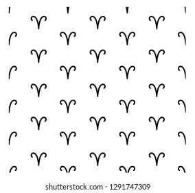 Aries seamless black and white pattern, background