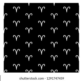 Aries seamless black and white pattern, background