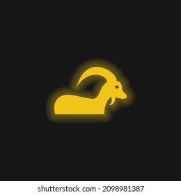 Aries Sign With Big Horns yellow glowing neon icon