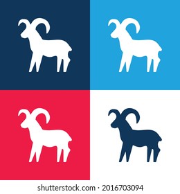 Aries Firma azul y rojo cuatro colores mínimo conjunto de iconos