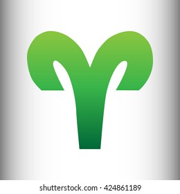 Aries sign. Green gradient icon