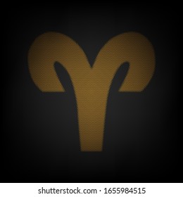 Aries sign illustration. Icon as grid of small orange light bulb in darkness. Illustration.