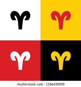 Aries sign illustration. Vector. Icons of german flag on corresponding colors as background.