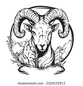 Aries sketch hand drawn in doodle style Horoscope illustration