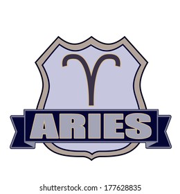 aries stamp whit on vector illustration