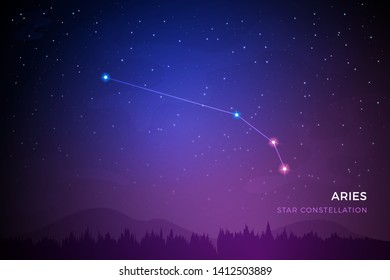 Aries Star Constellation On Beautiful Night Stock Vector (Royalty Free ...