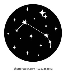 Aries star constellation on black sky full moon background. Vedic astrology sign. Vector icon for space cosmic concept