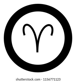 Aries symbol icon black color in round circle