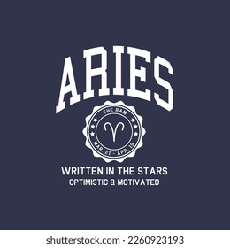 Aries Varsity Horoscope Zodiac Sign Graphic