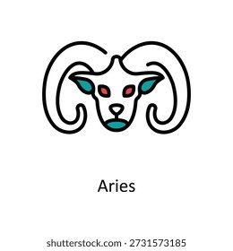 Iconos de contorno rellenos de Vector de Aries. Archivo EPS 10