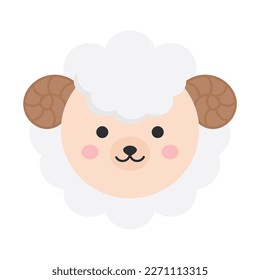 Aries vector illustration. Cute zodiac sign round icon. Ram sheep animal symbol. Isolated.