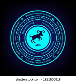 Aries vector illustration with a magic ring looks energetic.