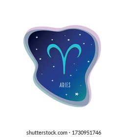 Aries. Vector sign Aries sign. Zodiac sign. Space illustration
