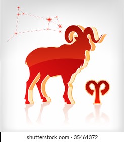 aries zodiac astrology icon for horoscope - vector illustration