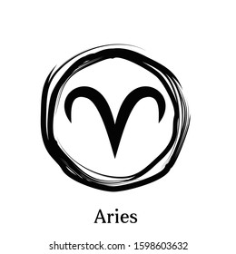 Aries Zodiac circle symbols. Astrology constellation vector illustration.