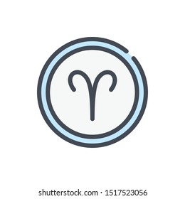 Aries zodiac color line icon. Astrology vector outline colorful sign.