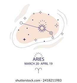 Aries Zodiac Constellation of stars in trendy minimal style. Constellation of stars astrological forecast, magic Astrology, vector illustration. Tarot background. Esoteric mystical vector illustration